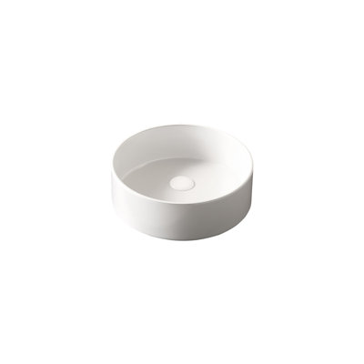 Lavabo de salle de bain 14 po, vasque ronde en céramique sans robinet, sans armoire, blanc