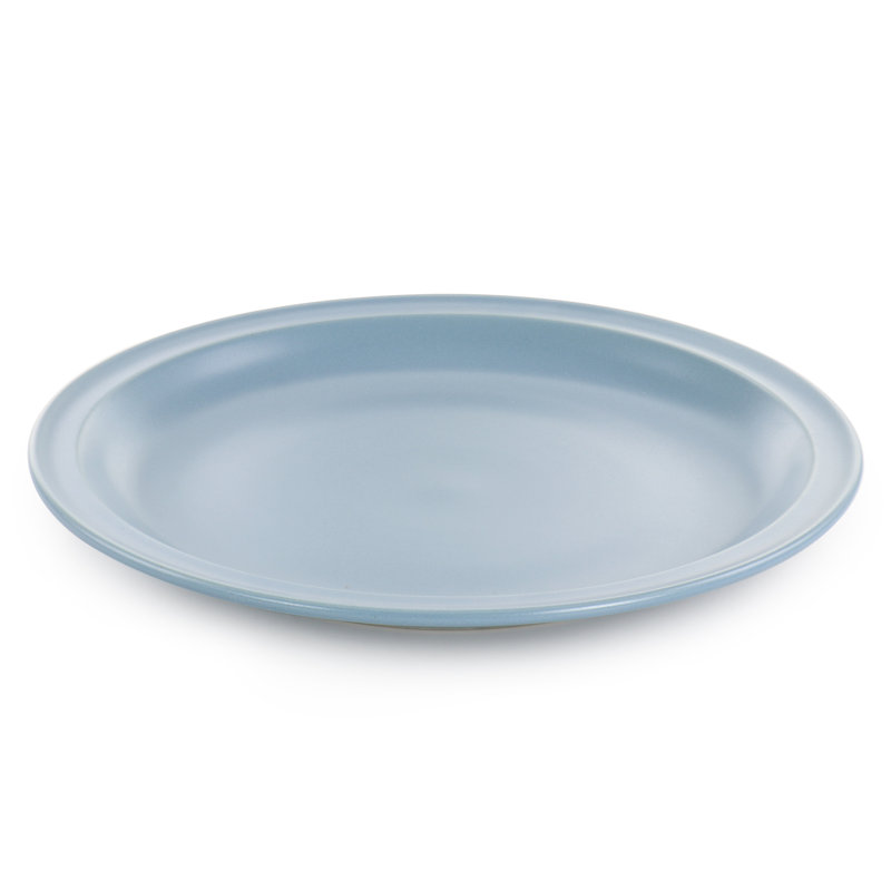 Service de table rond 12 pièces en grès gris chaud, Bleu