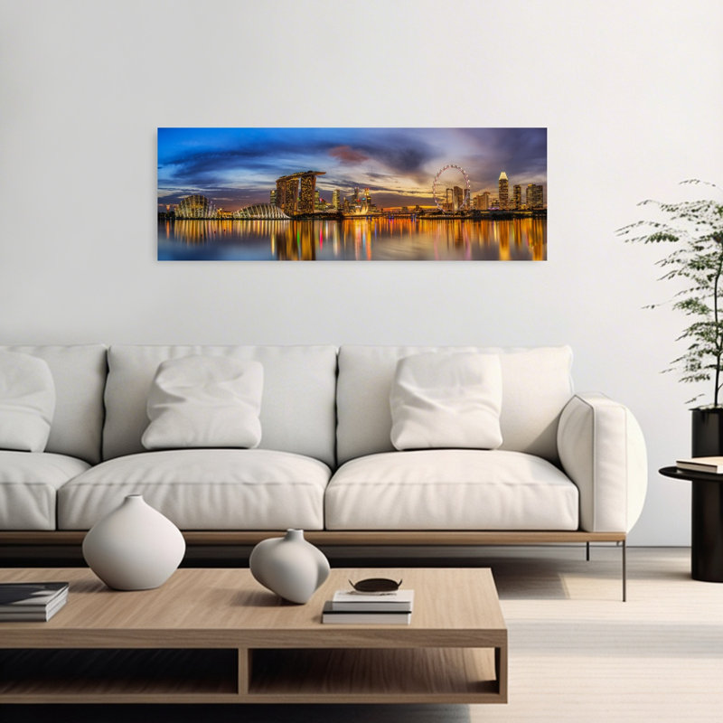 Marina Bay Twilight Glow 1 Piece Wrapped Canvas Panoramic Wall Art, 121.92 cm H x 40.64 cm W