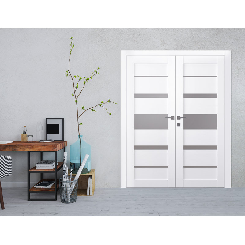 Porte française Kina, Blanc noble, 35,5 po x 83,23 po, À gauche