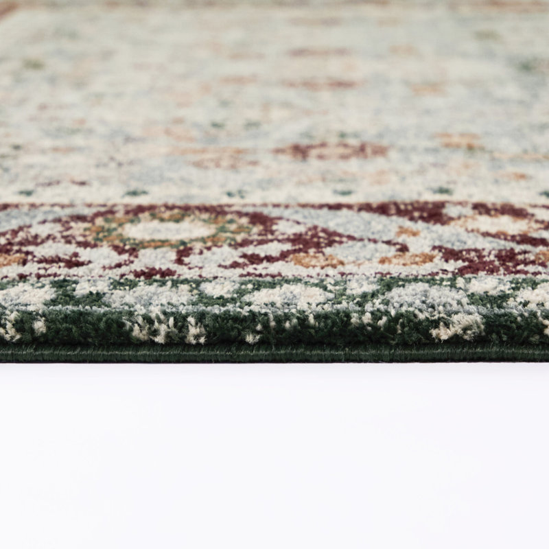 Tapis Karlovich bleu/rouille à bordure traditionnelle, Bleu / rouille, 7 pi 10 po x 10 pi