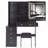 37" Middle Size Left Bedside Cabinet Vanity Table   Cushioned Stool Dresser Set, 2 AC 2 USB Socket, Hair Dryer Stand, Large Touch Control LED Sliding Mirror, 3-Color Switch-2132341241
