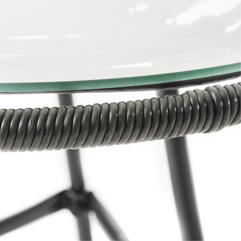 Table d'appoint grise et en verre trempé pour l'extérieur chic et durable