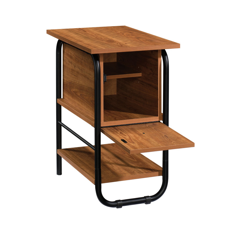 Table d'appoint en cerisier naturel, de style shaker traditionnel avec une touche moderne, compartiment de rangement caché à tablette réglable, convenant à une table basse ou à finition brune, pour une plus grande harmonie entre les décors, poudre