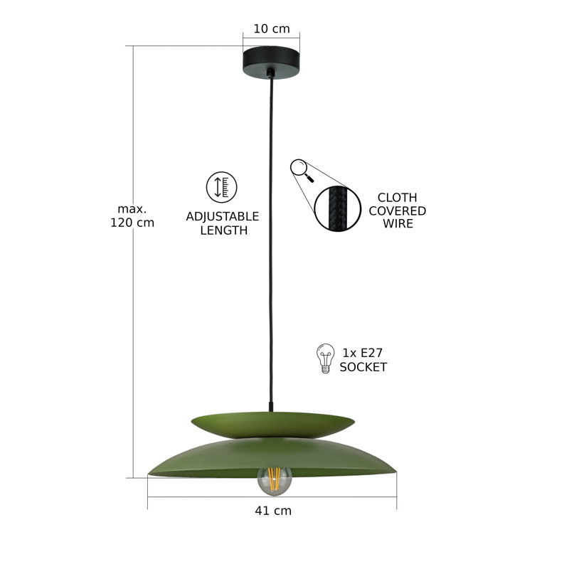 1 - Light Matte Black Dome Pendant, Khaki