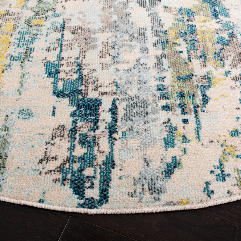 Riccio Abstract Beige Area Rug, Round 6'7"