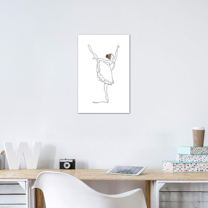 Ballet Line Art - impression d'art graphique, Toile tendue, Pas de tapis, H 48 po x l 32 po x P 1,5 po