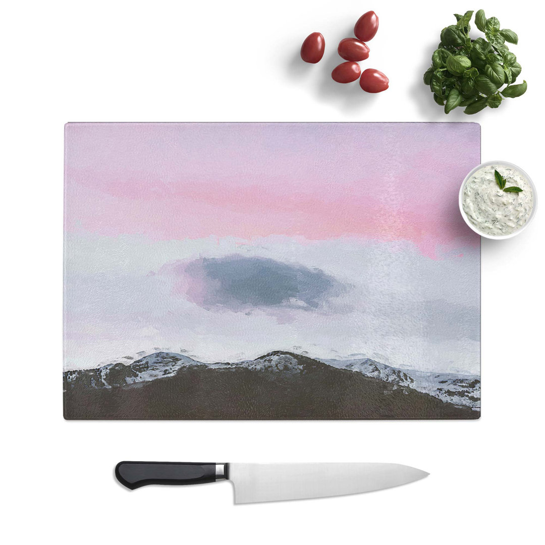 Tempered Glass Cloud Above the Mountain Chopping Board