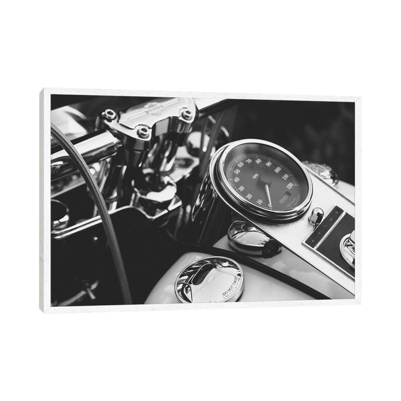 Harley Gauges - Print on Canvas, White Framed, 101.6 cm H x 66.04 cm W