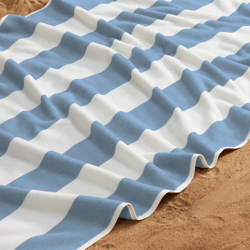 100% Cotton Cabana Stripe Oversized Beach Towels, Blue