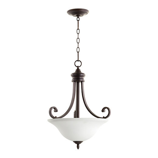 Luminaire suspendu unique à 3 lumières Cambron, Bronze huilé