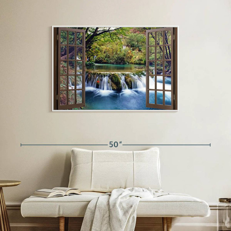 Fenêtre ouverte, Cadre flottant blanc, 40 po x 27 po