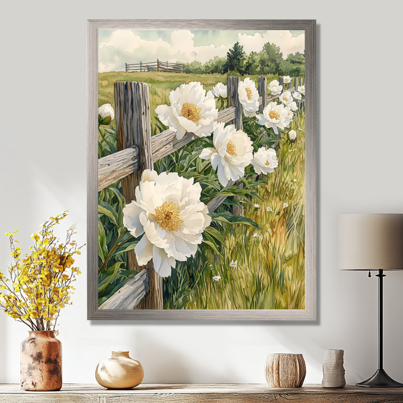 Hatchett - Floral Canvas Prints, 32" H x 16" W, Single Picture Framed Print, Silver