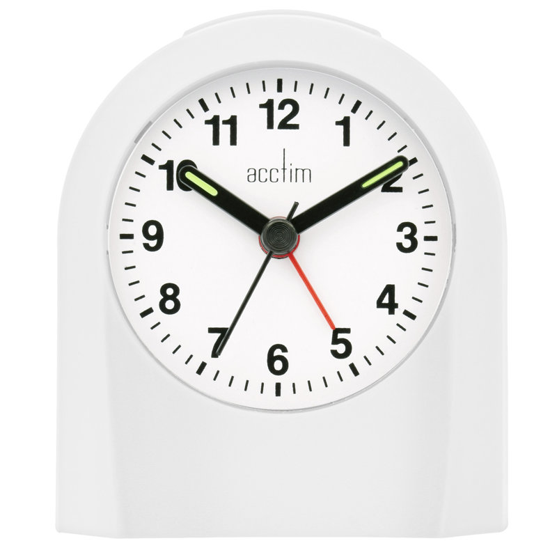 Acctim Palma Analogue Alarm Clock Quartz Luminous Hands, White