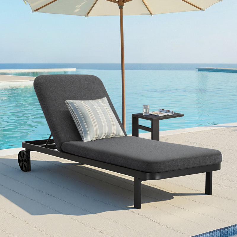 Chaise longue inclinable avec roulettes Callio, Gris foncé
