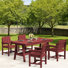 Ensemble de salle à manger d'extérieur en HDPE, ensemble de table de patio et fauteuil 5 pièces avec trou pour parasol - résistant aux intempéries