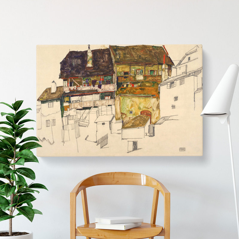 Old Houses In Krumau by Egon Schiele - Wrapped Canvas, 35cm H x 50cm W x 3cm D