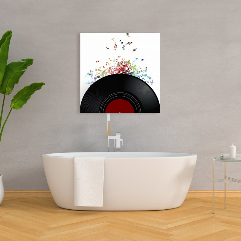 Notes Escaping from a Vinyl Record - Black Canvas Decor, 36" H x 36" W