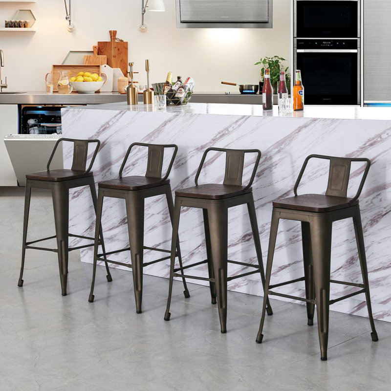 Divya Swivel Counter Stool, Wooden Brown, Counter Stool (24” Seat Height)