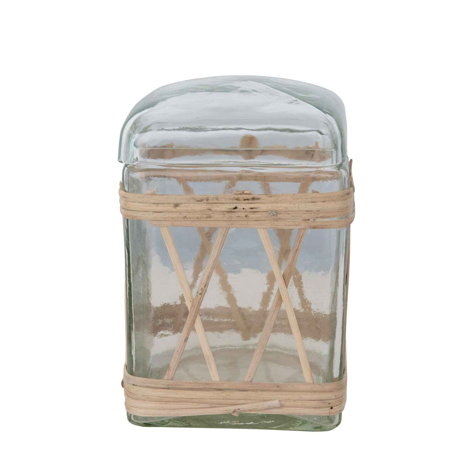 Winston Porter Crackle Glass Canister with Wooden Lid Storage Jar