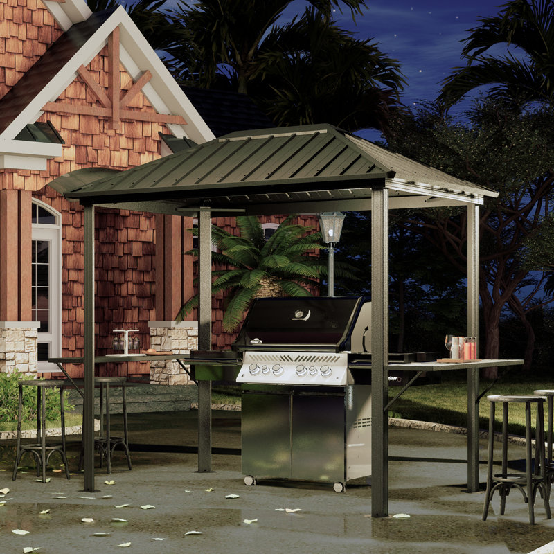 MASTERCANOPY 8 Ft. W x 6 Ft. D Hardtop Grill Gazebo with Steel Roof