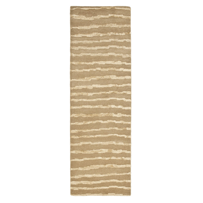 Nukri Hand Tufted Wool/Cotton/Viscose Striped Rug in Beige