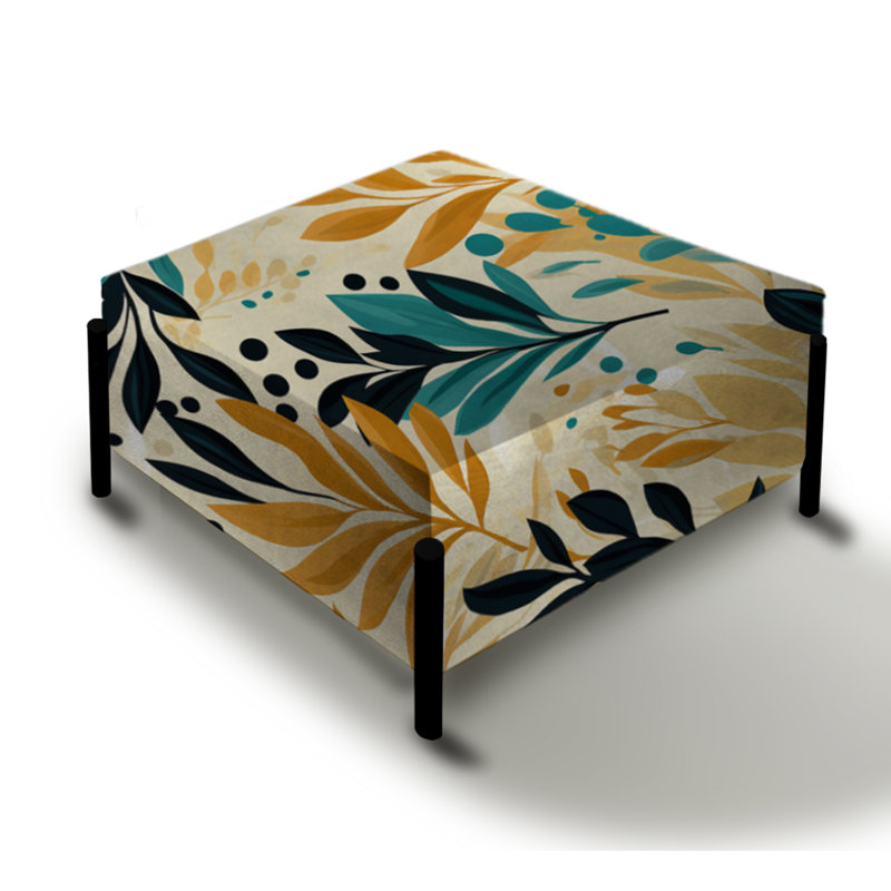 Botanique en beige et vert - Grand repose-pieds carré tropical