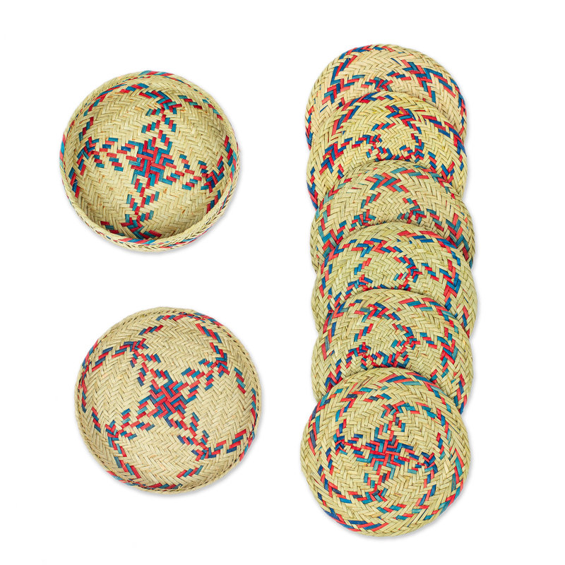 Agate Ceramic Jute Leather Crystal Circle Round 6 Piece Coaster Set with Holder Set