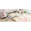 Lit de jour simple blanc avec ports et lit gigogne - Armoires de rangement en bois massif-1879682348