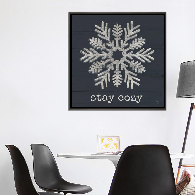 «Stay Cozy Snowflake», reproduction d'art sur toile encadrée, H 37 po x l 37 po, Impression encadrée sans passe-partout, Gris