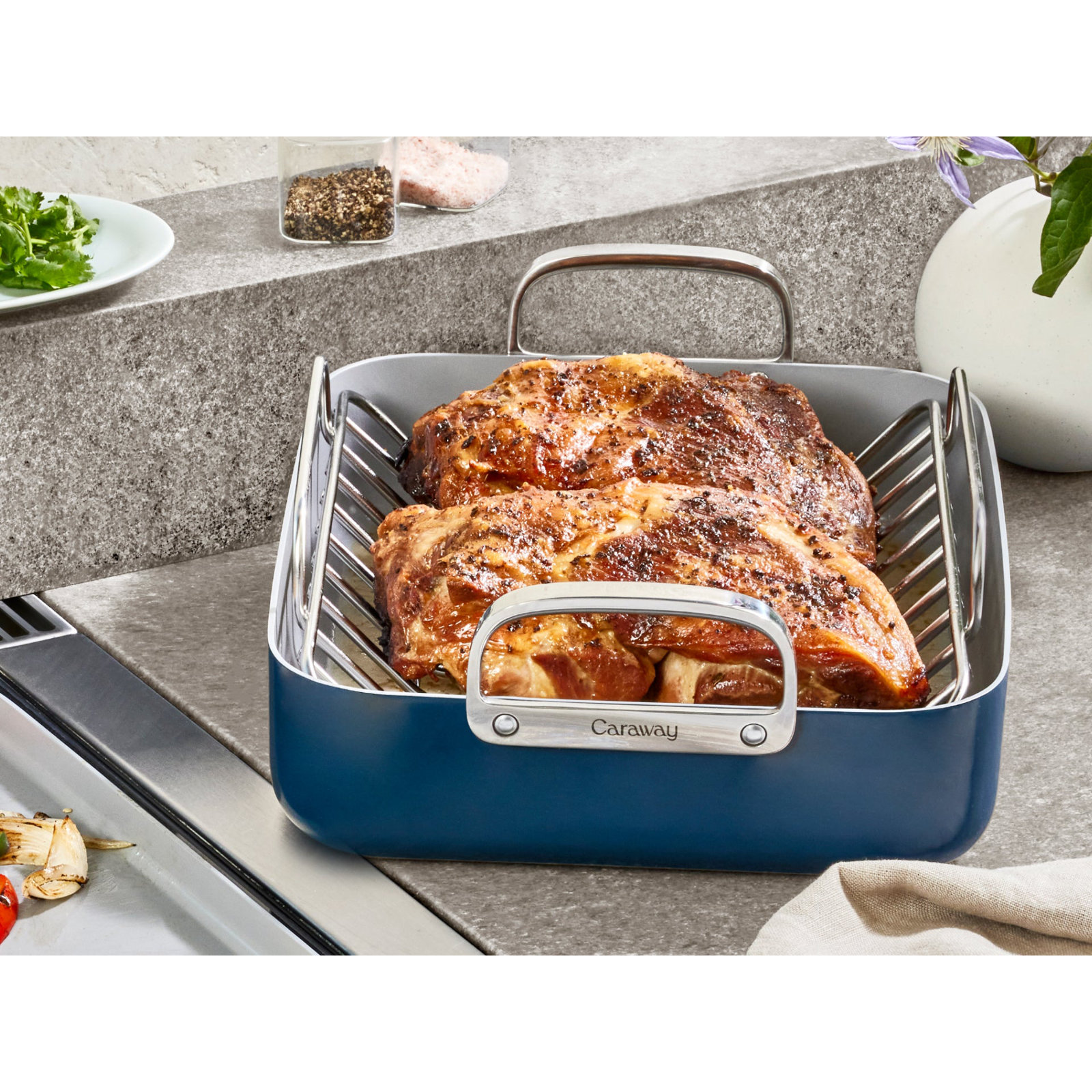 Caraway Roasting Pan W/ Rack, Navy