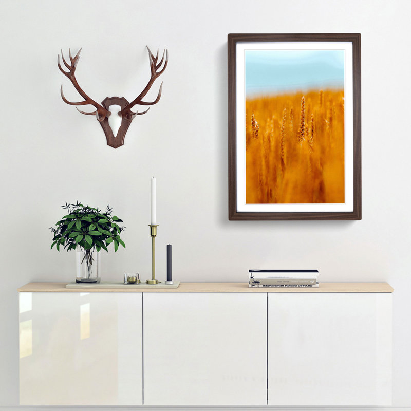 Wheatfield in Germany - Picture Frame Painting Print, 63cm H x 45cm W x 2cm D, Walnut Framed