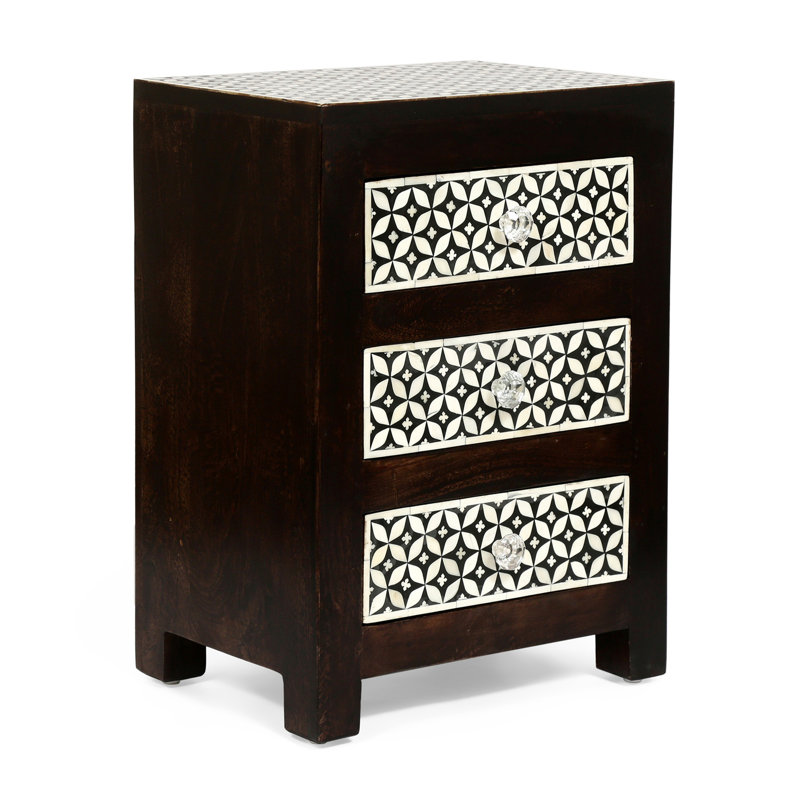 Table de chevet 3 tiroirs en bois