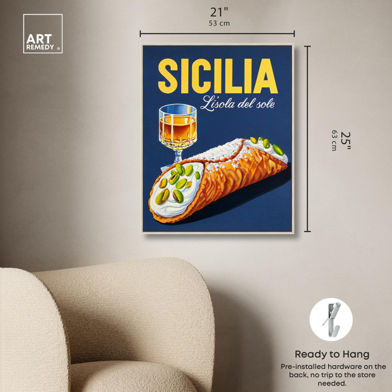 "Sicilian", reproduction d'art sur toile par Art Remedy, H 25 po x l 21 po, Cadre argenté