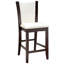 Ensemble de 2 chaises de salle à manger de style contemporain, hauteur du comptoir, en bois massif de cerisier foncé, avec des ornements blancs.
