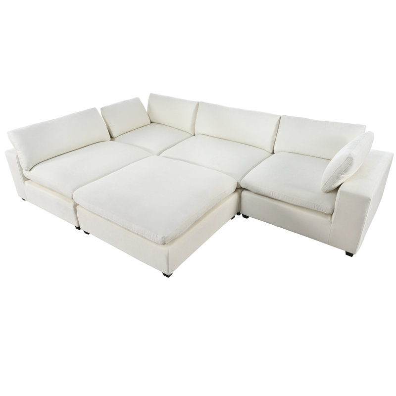 Canapé modulaire moderne pour 5 personnes, Beige