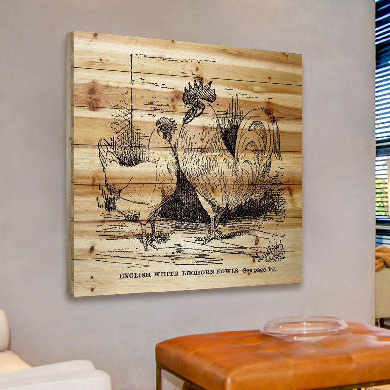 « white leghorn », impression sur bois, H 32 po x l 32 po