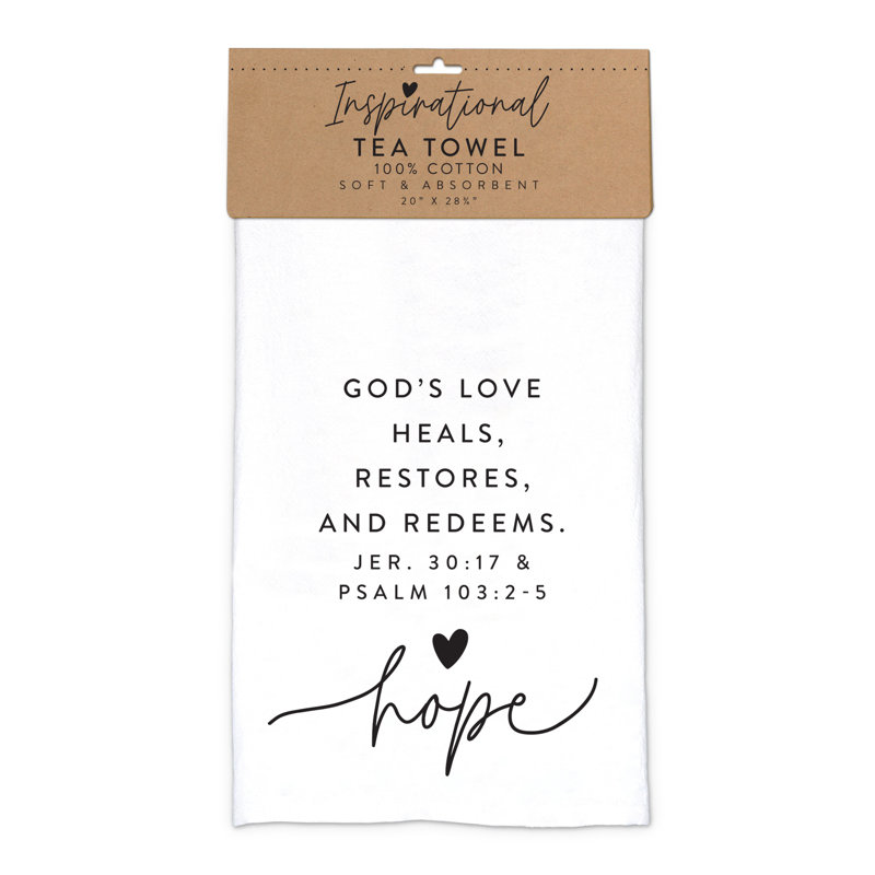 Tea Towel Hold Onto Hope White Hope