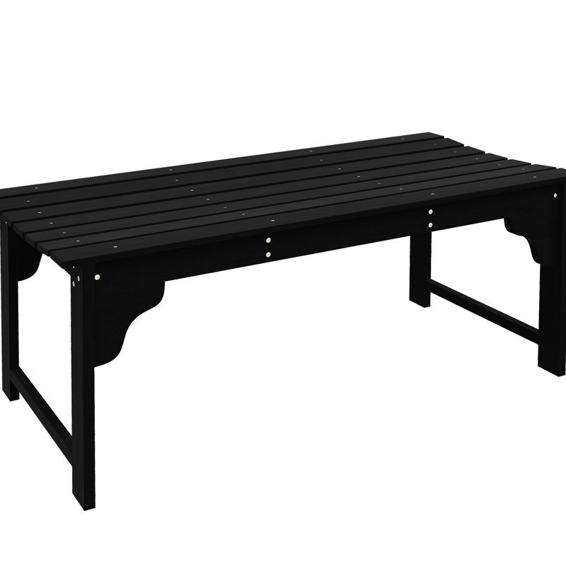 Garden Bench Black, Wooden Outdoor With Slatted Seat. For Conservatory, Balcony. Backless Front Porch Stool. Two, Rustic Look. Easy Assembly. 550 Lbs Capacity. 45.25" L X 19.75" W 17.75" H Black