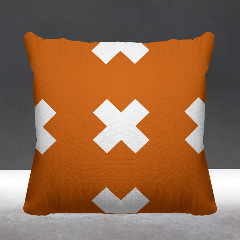 Coussin intérieur / extérieur Luella, Orangé, 15 po x 15 po, Carré