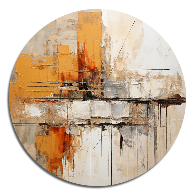 Cissy Impressions II - Art abstrait rond en métal, H 16 po x l 16 po 