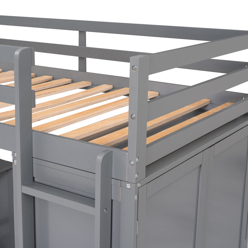 Loft Bed With Drawers, Twin, Gray