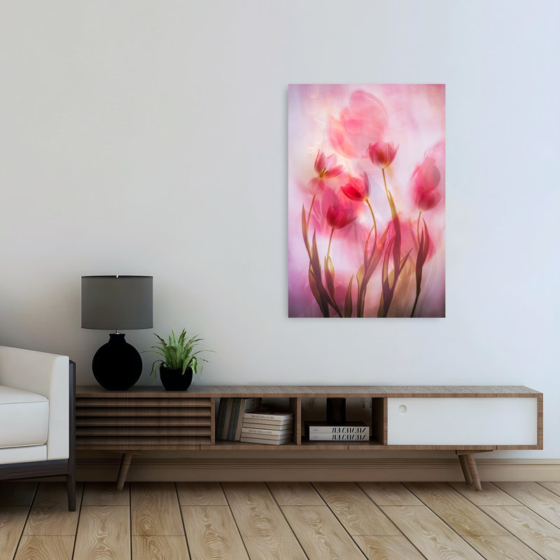 Dreamy Pink Tulips Delicate Dreamy Ethereal Tulip Flower Spring Wall Art Print 1 Piece Wrapped Canvas Wall Art