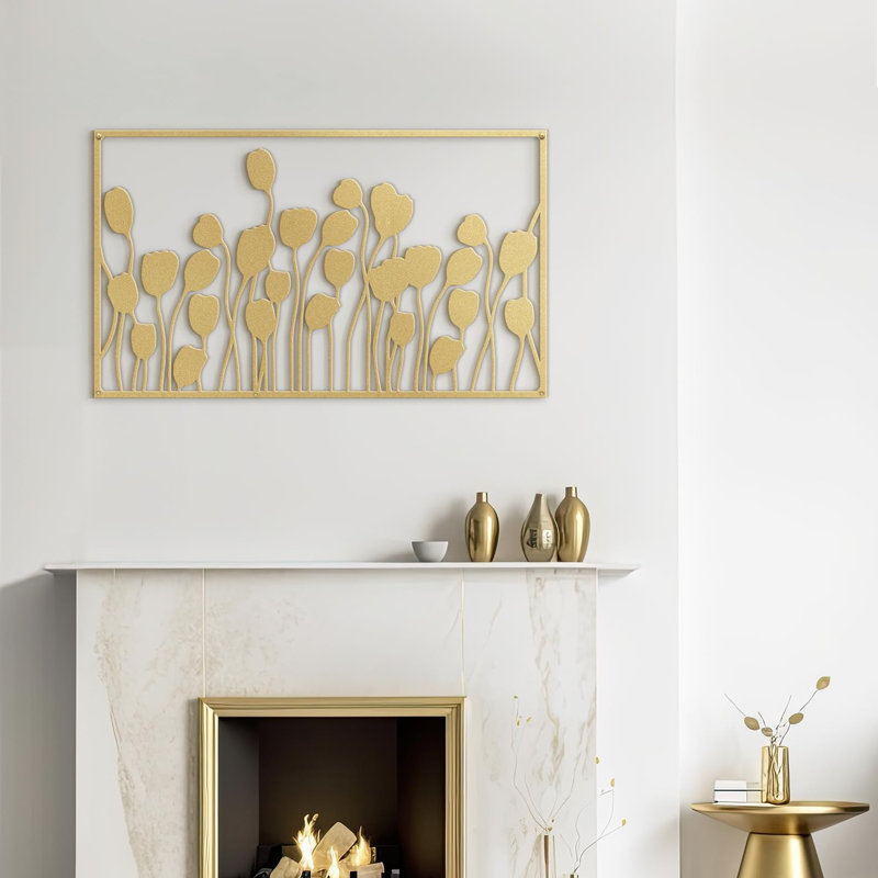 Décoration murale en métal, H 9 po x l 18 po x P 0,05 po, Or