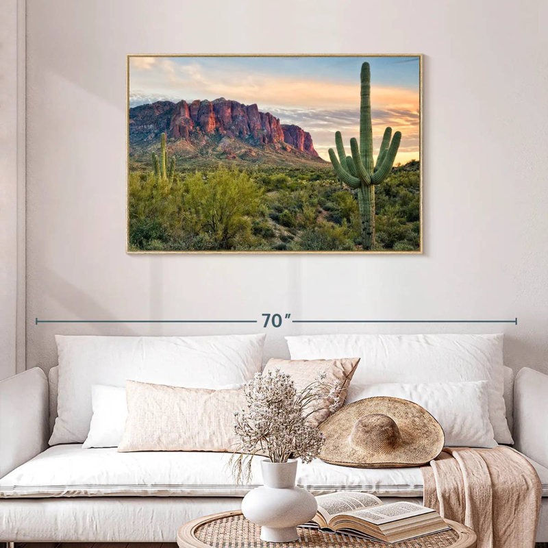 Cactus View II, Cadre flottant en bois naturel, 43 po x 29 po