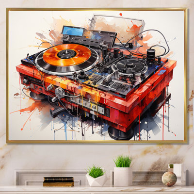 Abstrait, platines tournantes musicales, "Boom Boxes II" sur toile