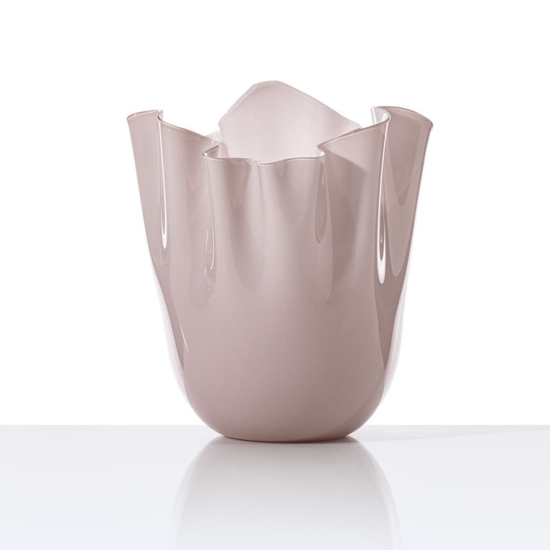 Venini Fazzoletto Vase, Pink, 12.2" H x 9.06" W x 9.06" D