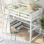 Lit mezzanine simple avec bureau et tablettes - blanc, bureau fonctionnel à structure blanche et compartiment de tiroir-1587929991-1587929990