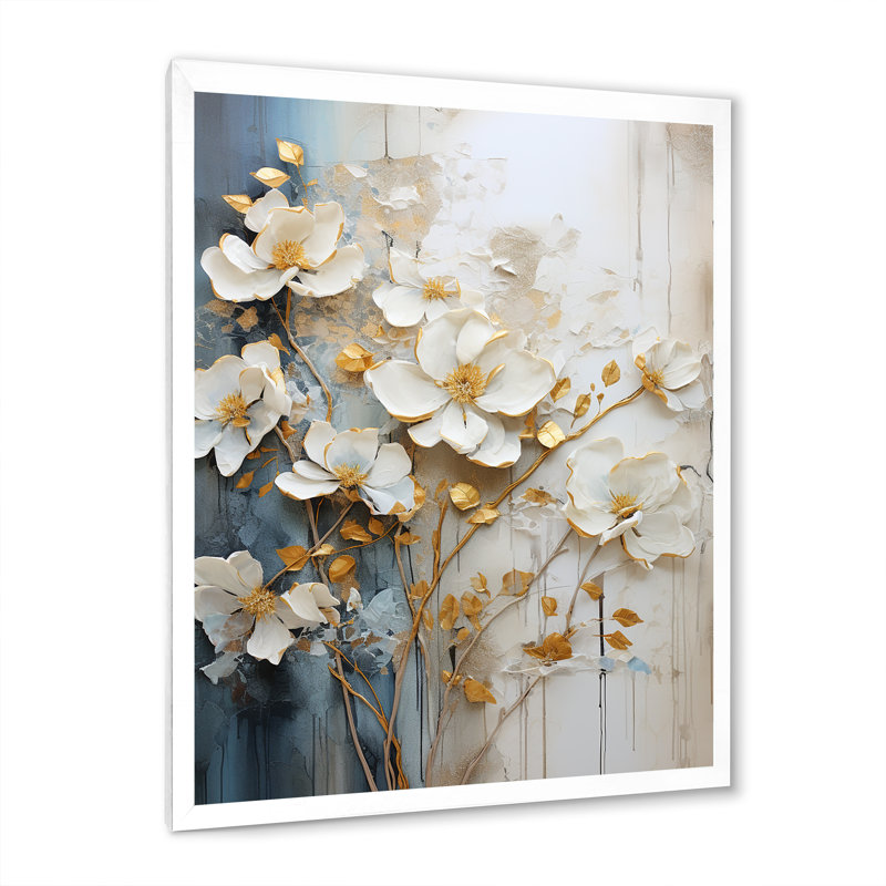 Minimalisme fleurs saisonnières IV sur toile, H 32 po x l 16 po x P 1 po, Cadre simple blanc
