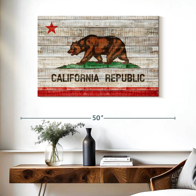Borges Rustic California Flag, 26" H x 39" W